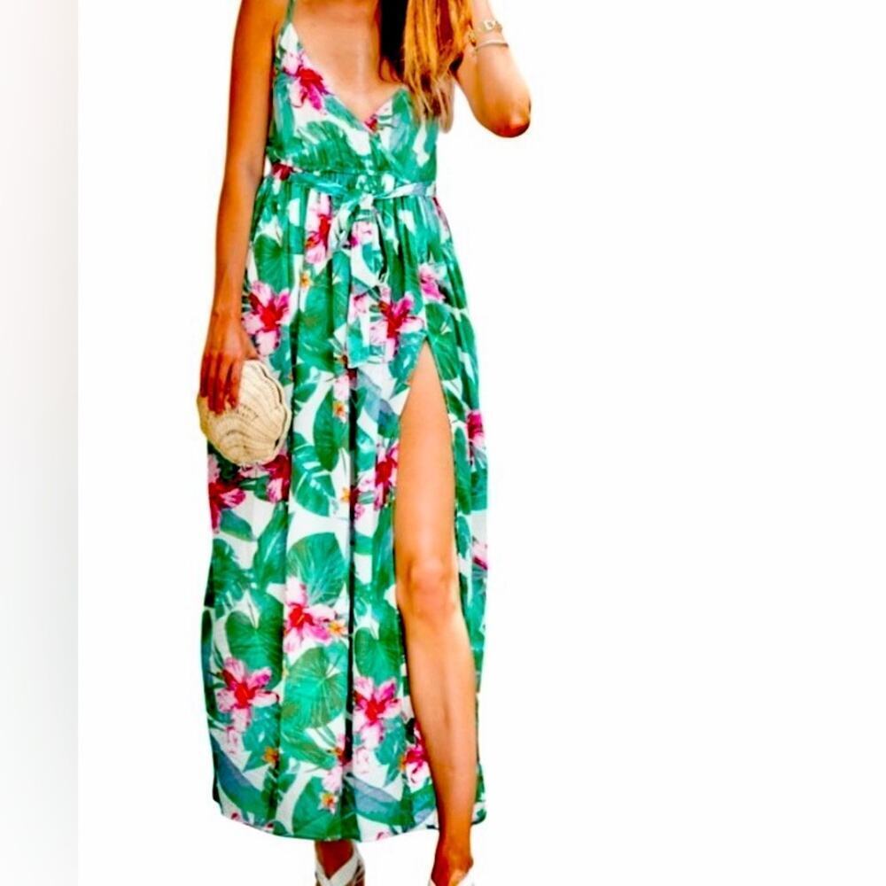 ASOS SWIM Cami Dress, Multicolor Floral, Leg Slit, Beachy, Resort Summer 10 NEW!